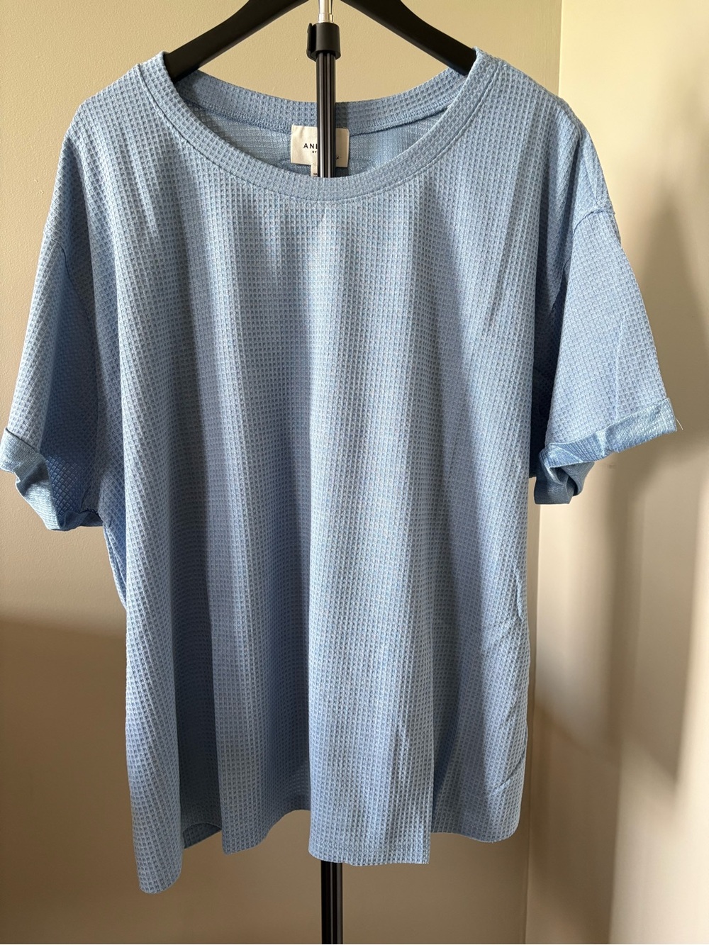 NWT Andree by Unit Size 2x Light Blue Waffle-Knit Top